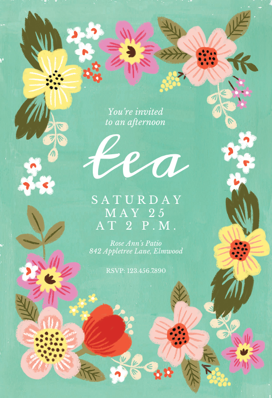 054 Polka Dots High Tea Invitation High Tea Birthday Invitation Watercolour High Tea Invitation Printable Invite Mint and White