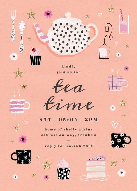 Tea party - brunch & lunch invitation