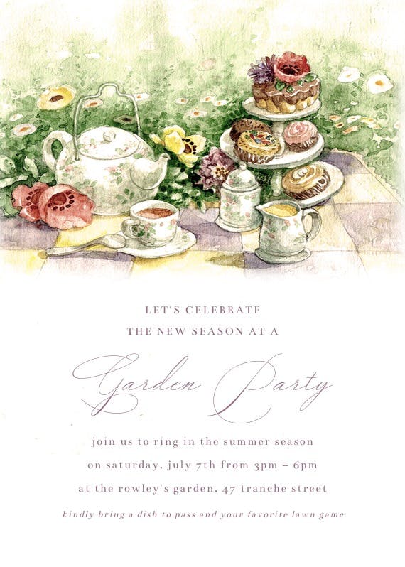 Tea party -  invitación para fiesta con cena