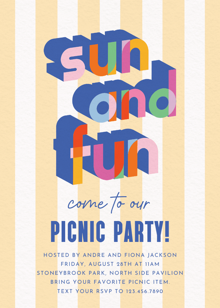 Technicolor fun - printable party invitation