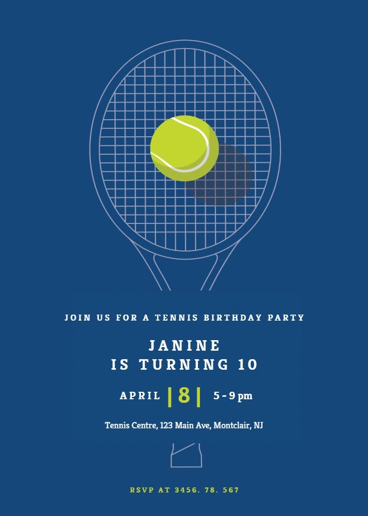 Tennis champ - sports & games invitation