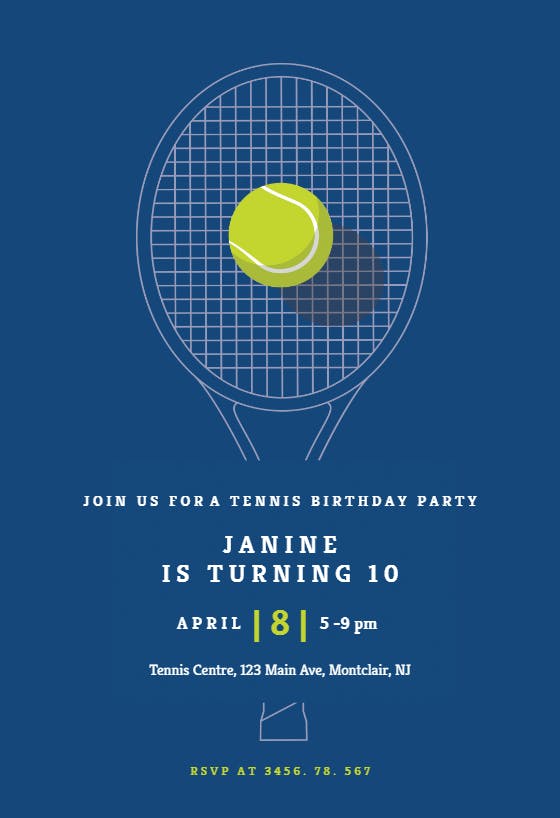 Tennis champ - birthday invitation