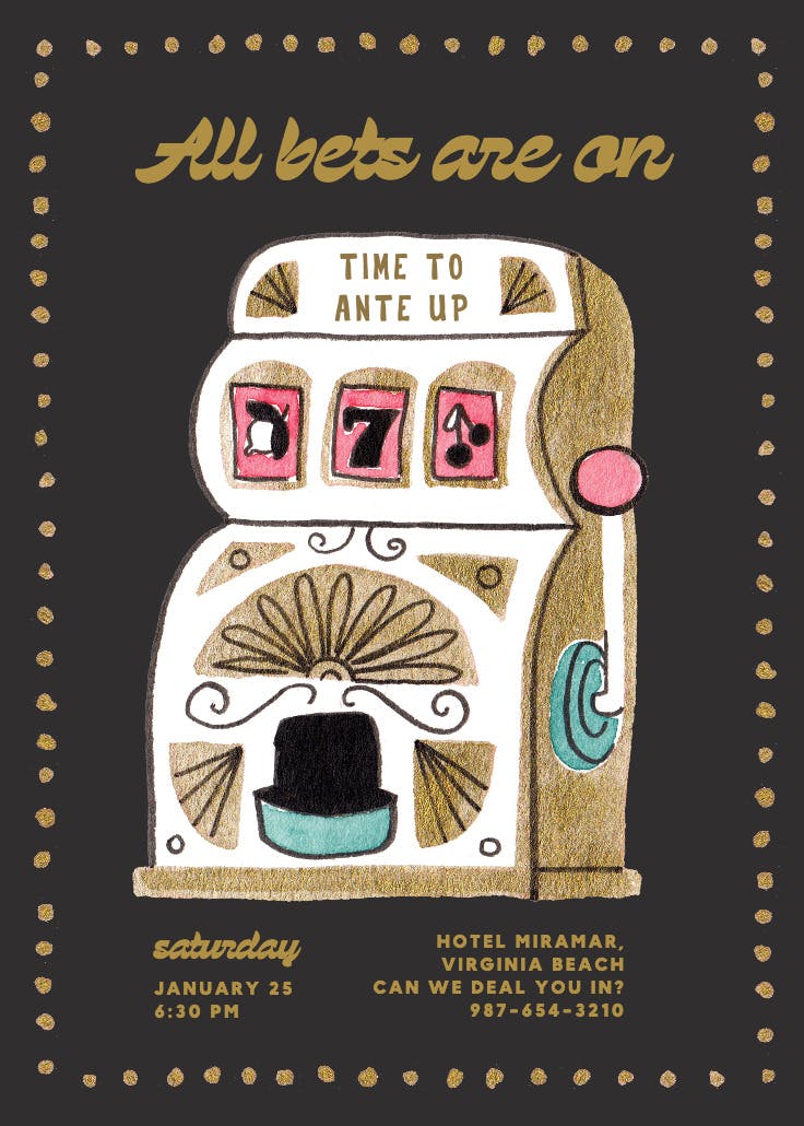 Time to ante up - sports & games invitation