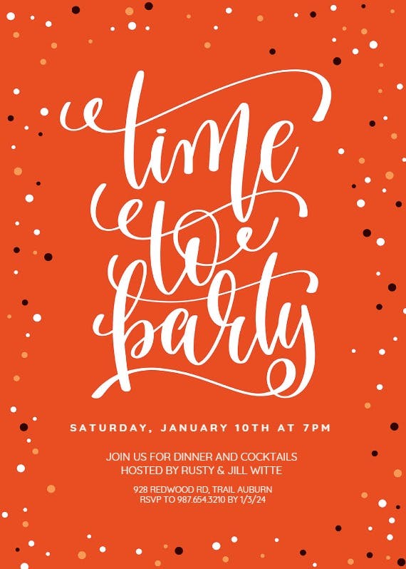 Time to party -  invitación de fiesta