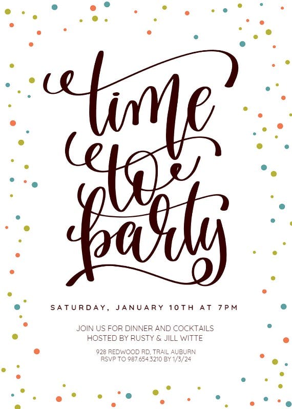 Time to party -  invitación de fiesta