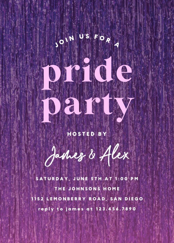 Tinsel pride - invitación de fiesta