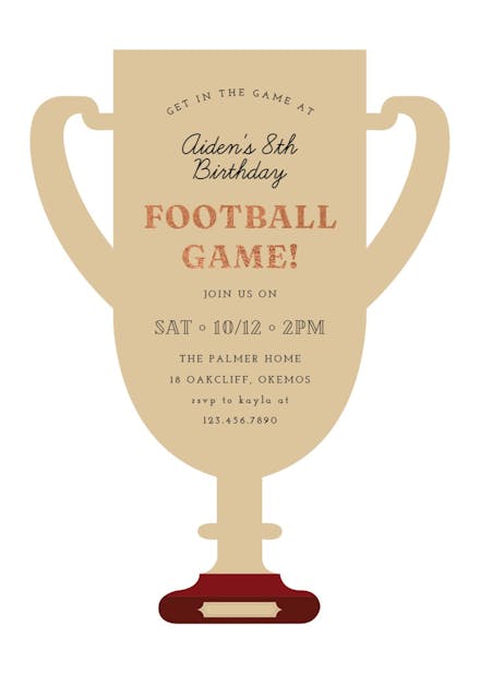 Trophy cup - sports & games invitation