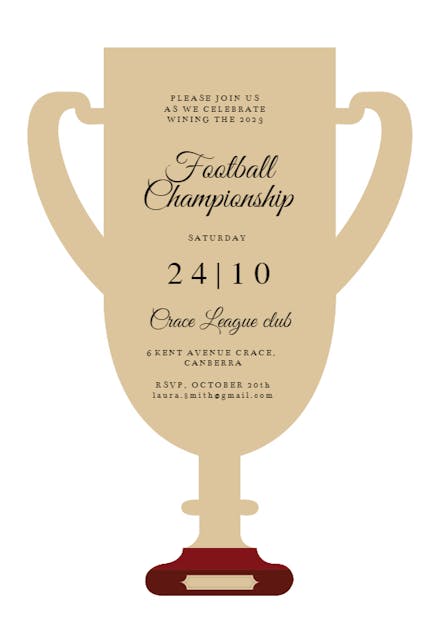 Trophy Cup - sports & games Invitation