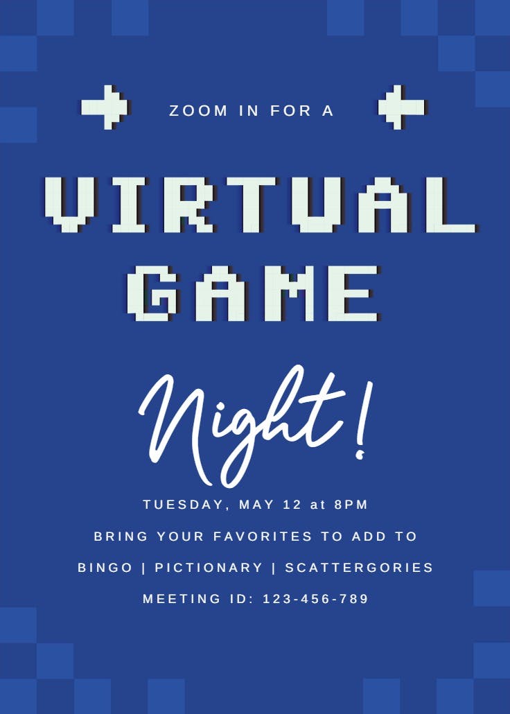 Virtual game - printable party invitation