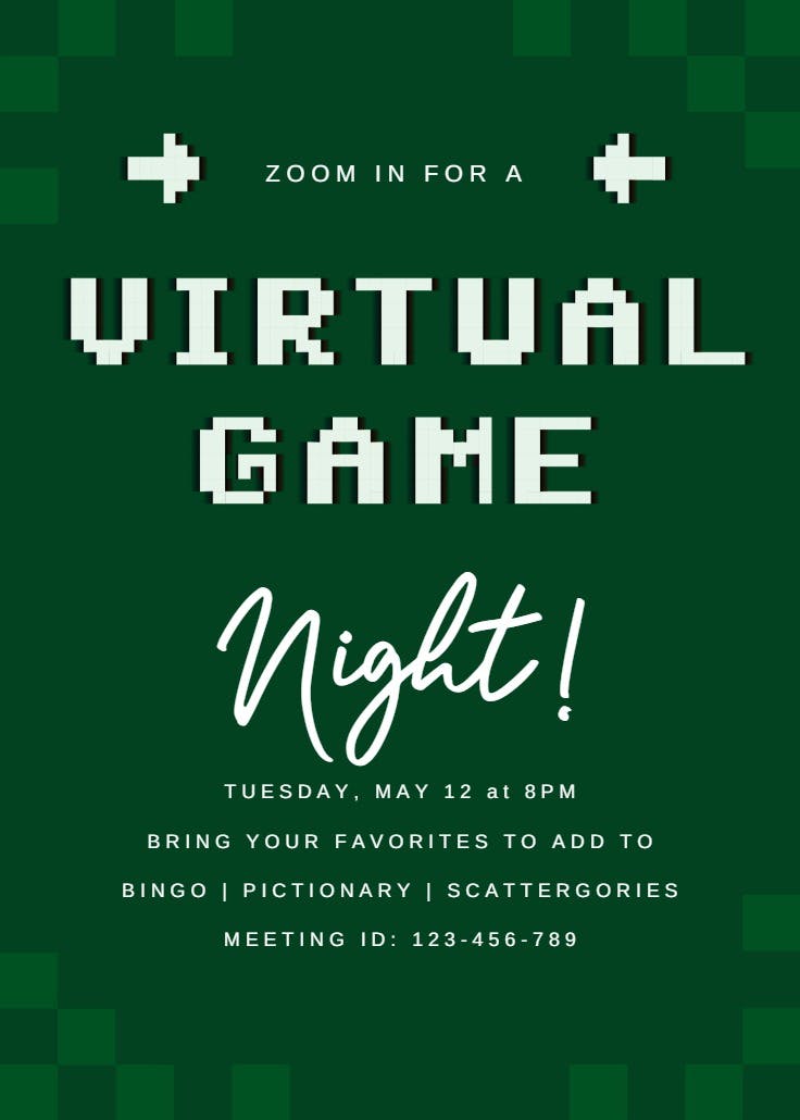 Virtual game - printable party invitation