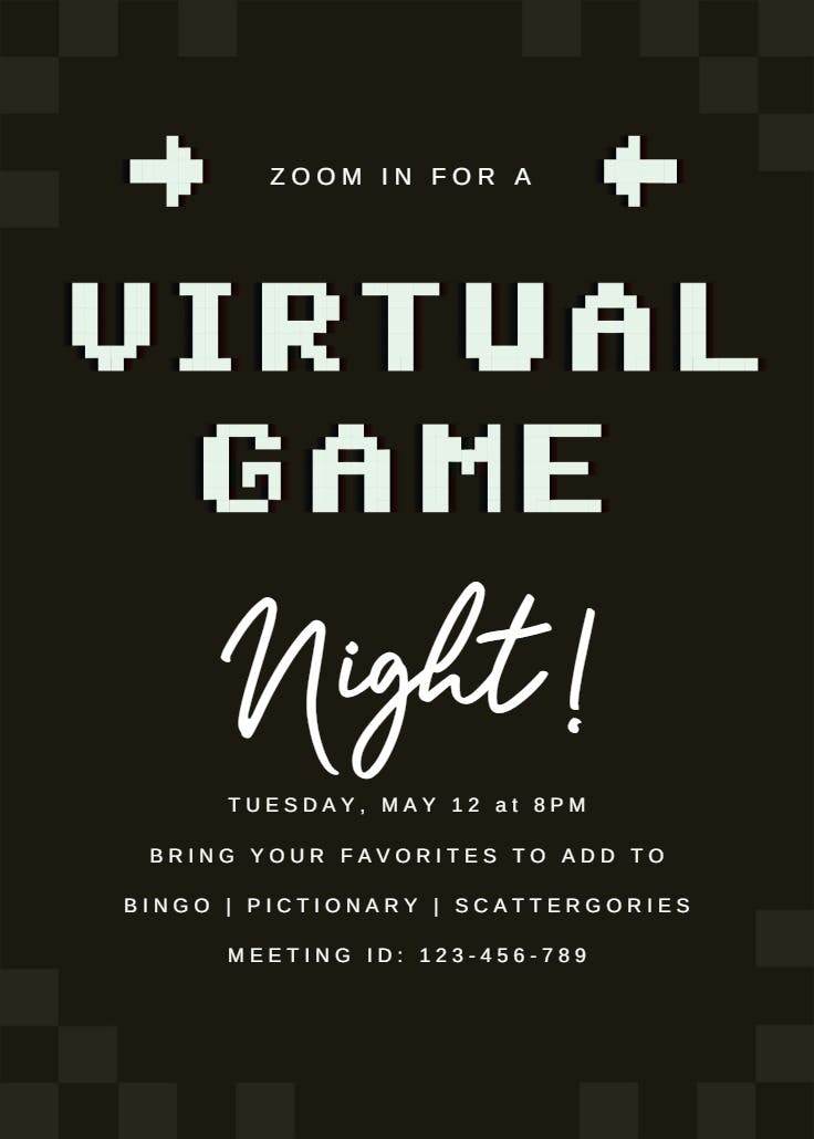 Virtual game - printable party invitation