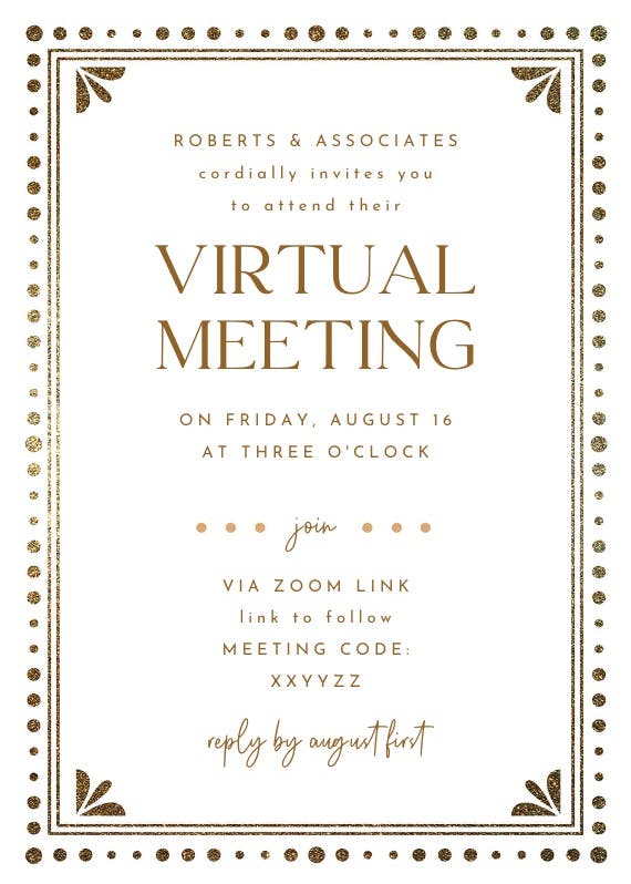 Virtual meeting - printable party invitation