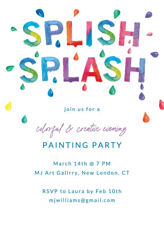 Watercolor splash - party invitation