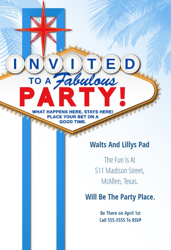 What happens here stays here - party invitation