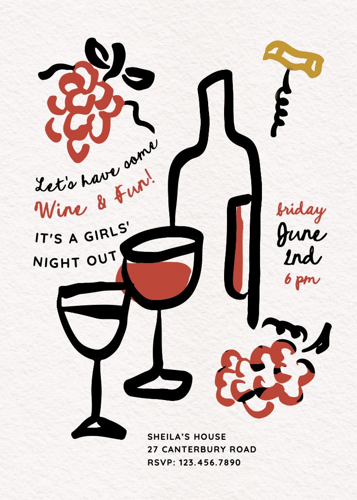 Wine down with us - party invitation