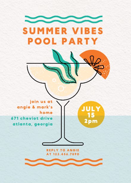 Yuzu cocktail - pool party invitation