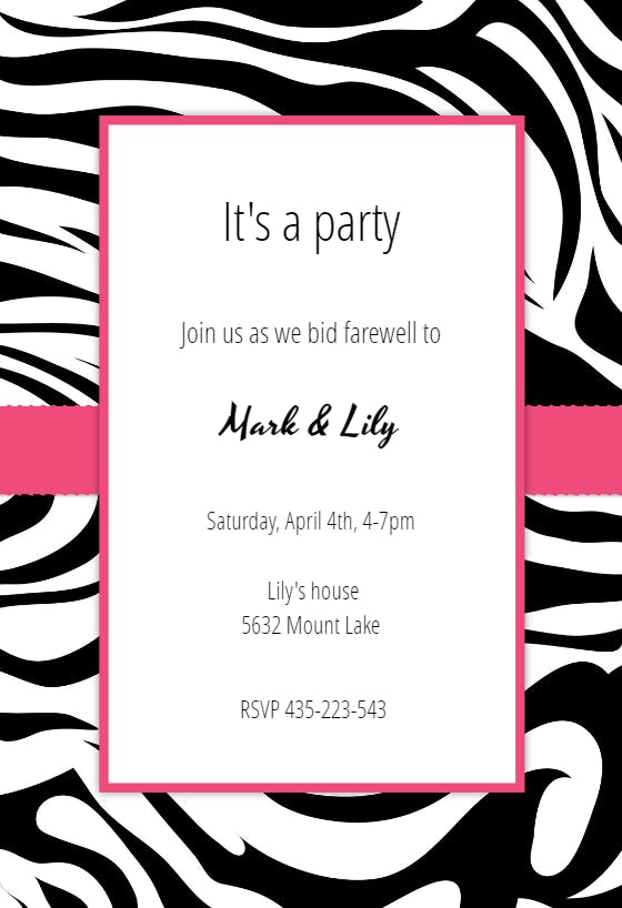 Zebra stripes - printable party invitation