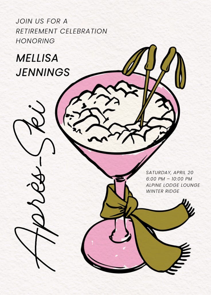 Après ski - invitación para jubilación