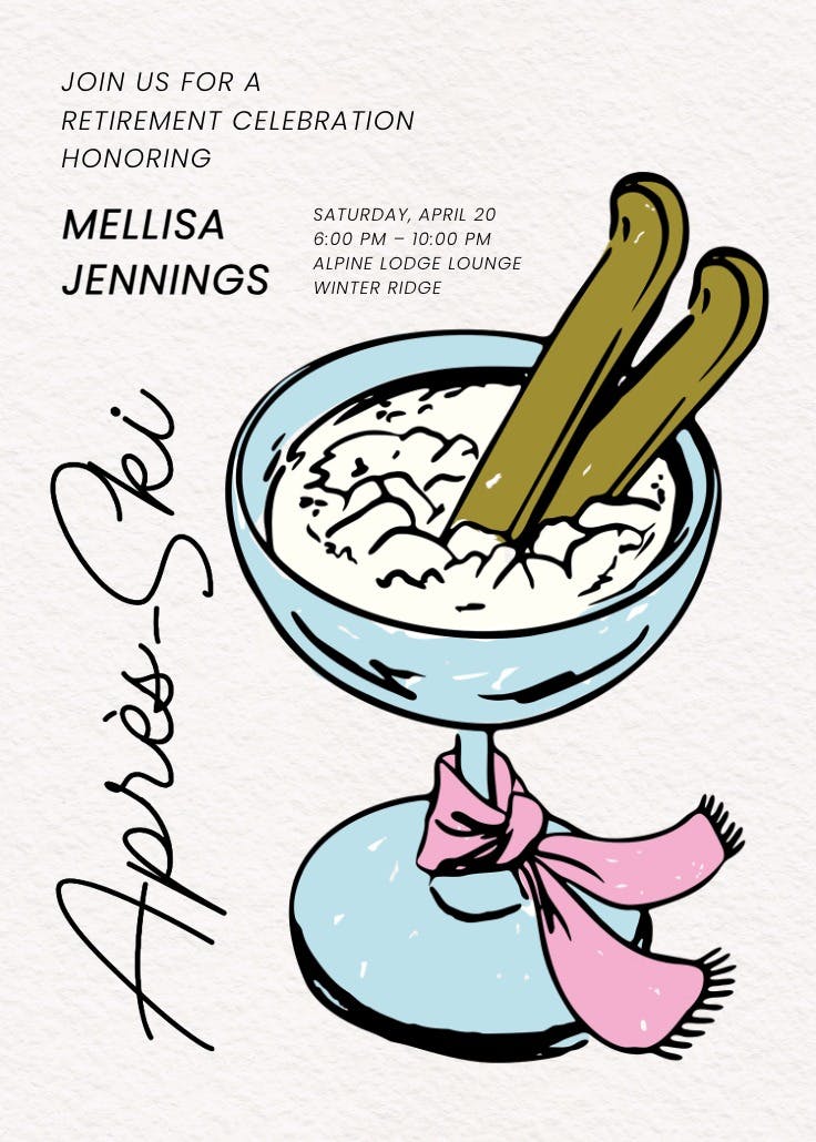 Après ski - invitación para jubilación