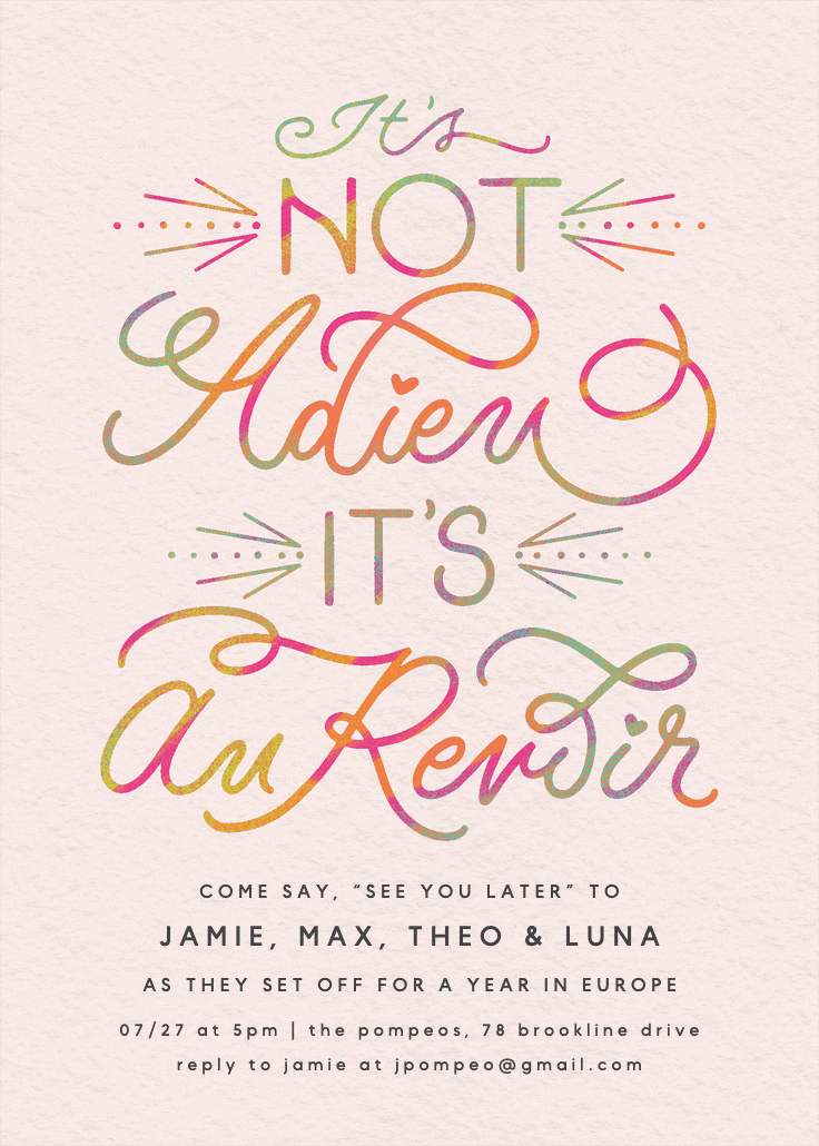 Au revoir - retirement & farewell party invitation