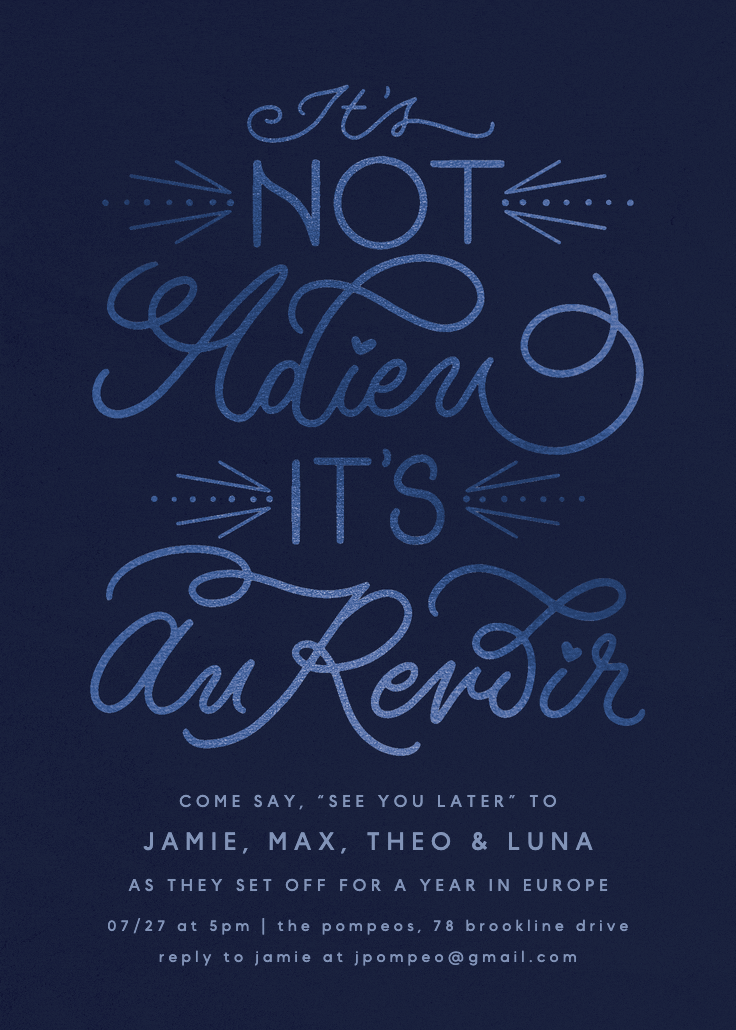 Au revoir - retirement & farewell party invitation