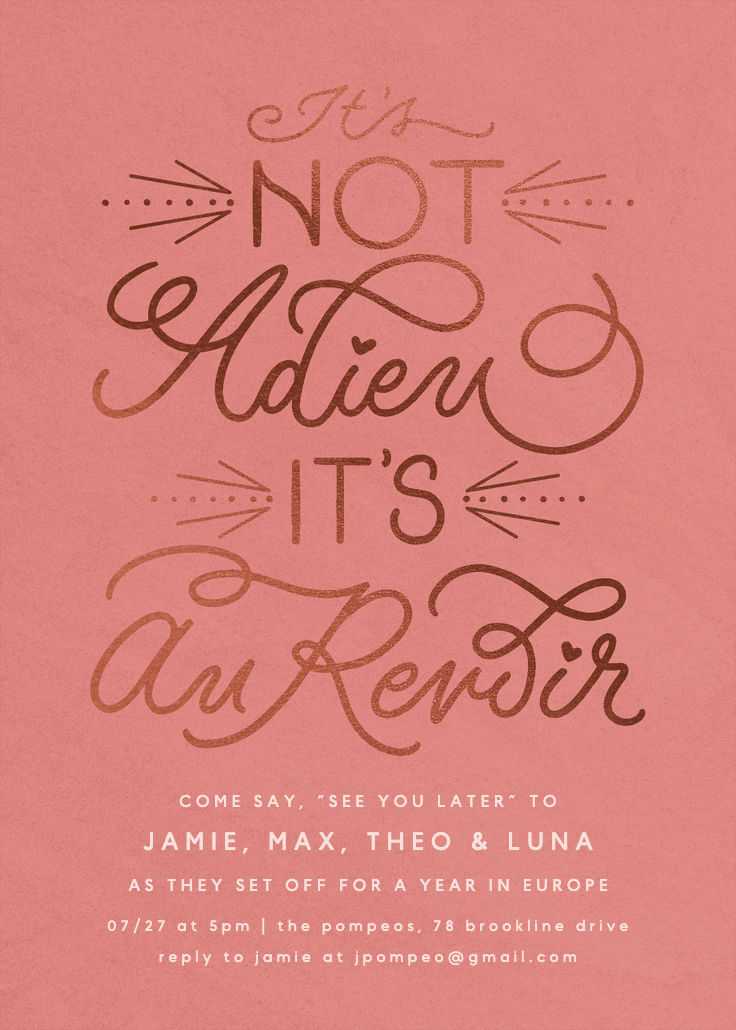 Au revoir - retirement & farewell party invitation