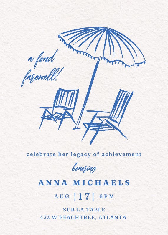 Beach umbrella - retirement & farewell party invitation
