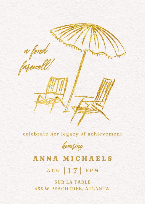 Beach umbrella - retirement & farewell party invitation
