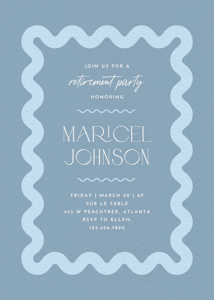 Billowing border - retirement & farewell party invitation