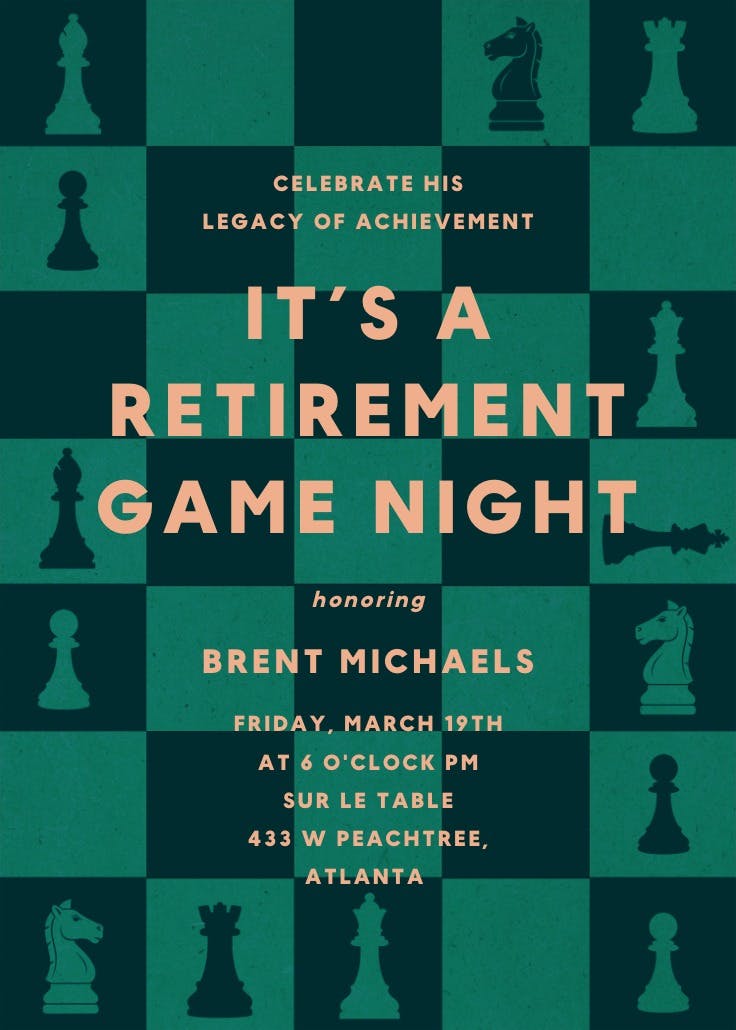 Board bored - retirement & farewell party invitation