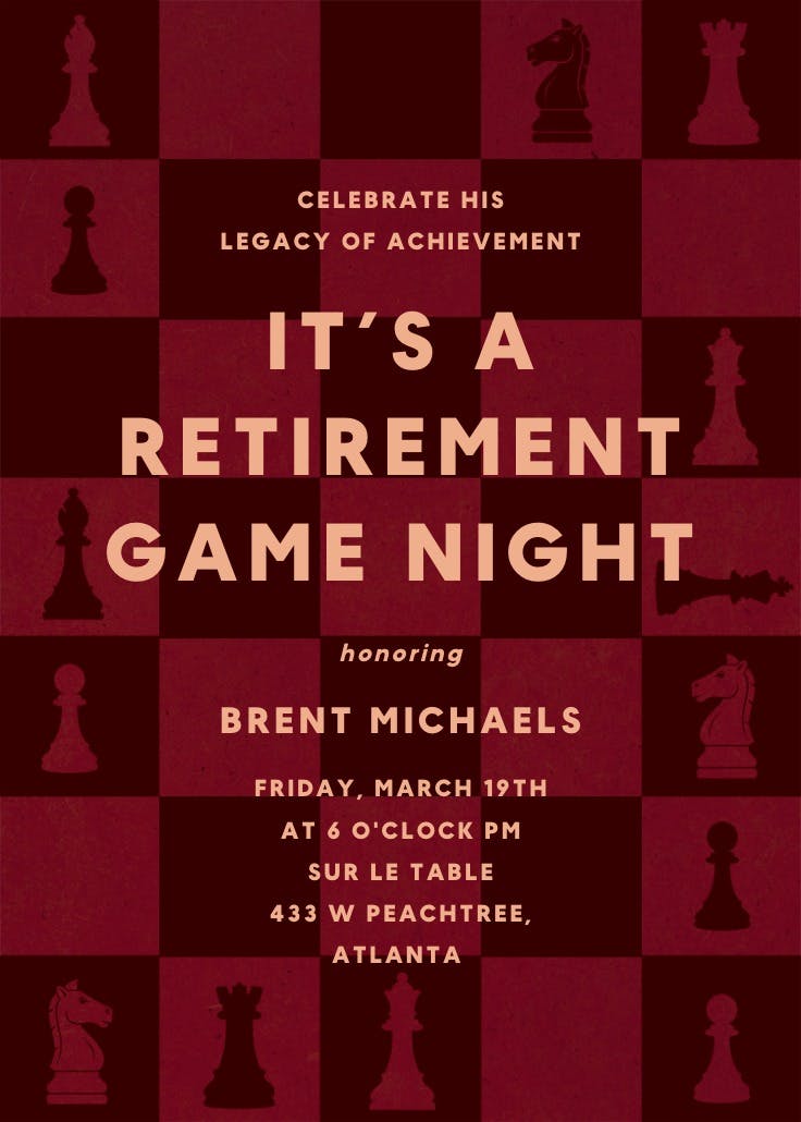 Board bored - retirement & farewell party invitation
