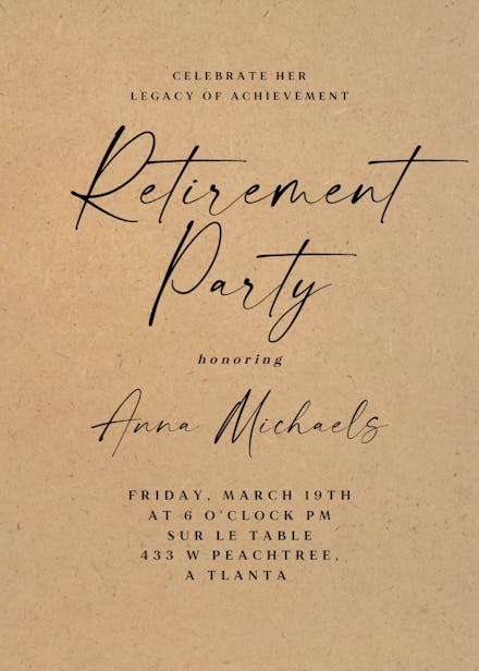 Bold Bellisia - Retirement & Farewell Party Invitation Template (Free ...