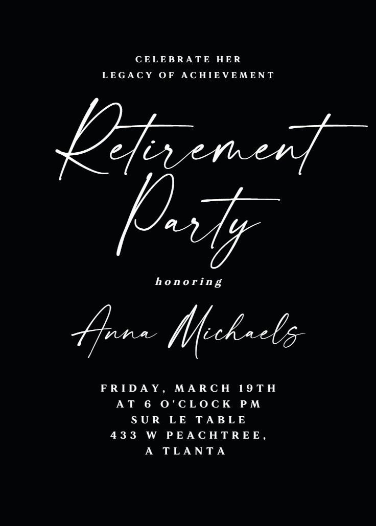 Bold Bellisia - Retirement & Farewell Party Invitation Template (Free ...