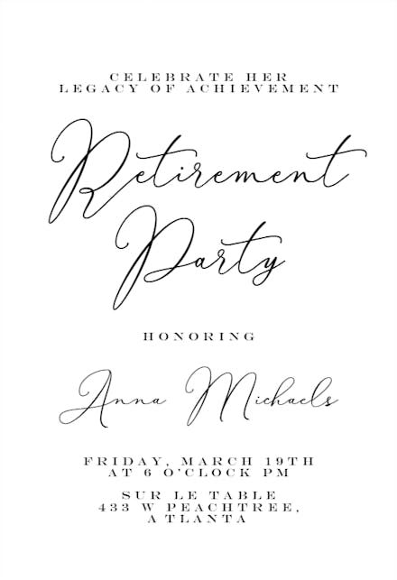 Bold Bellisia - Retirement & Farewell Party Invitation