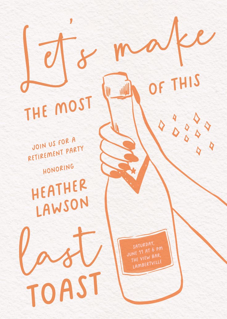 Boozy bound - retirement & farewell party invitation