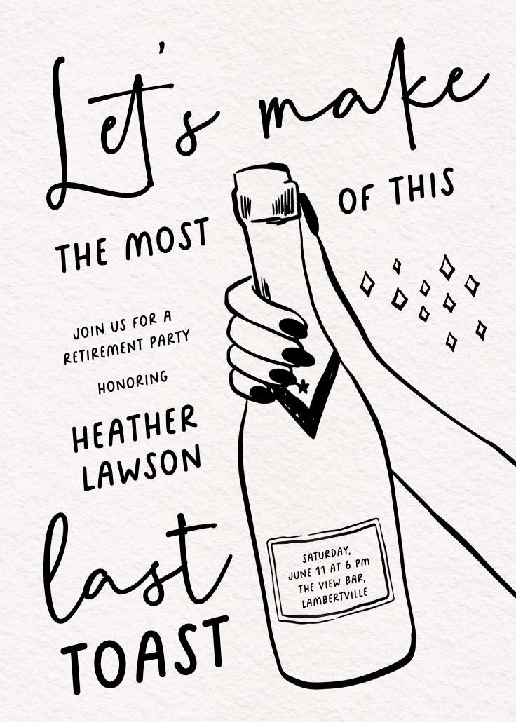 Boozy bound - retirement & farewell party invitation