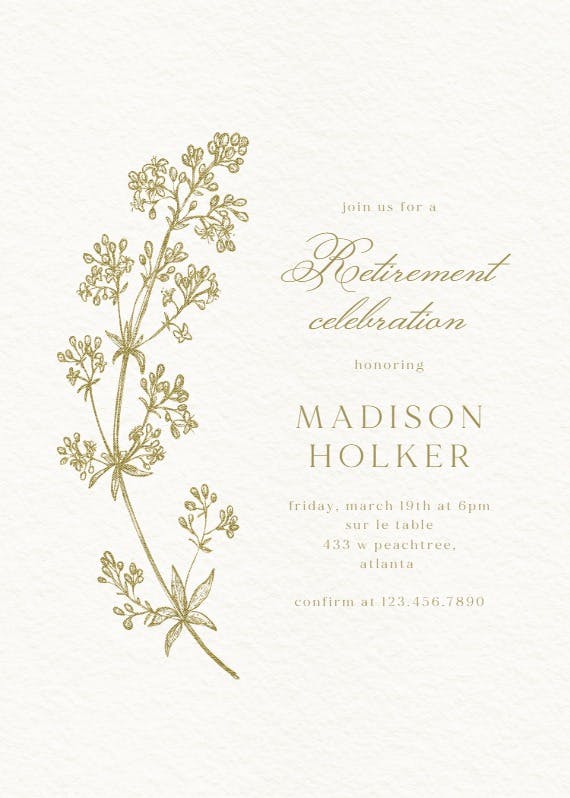 Botanical line - printable party invitation