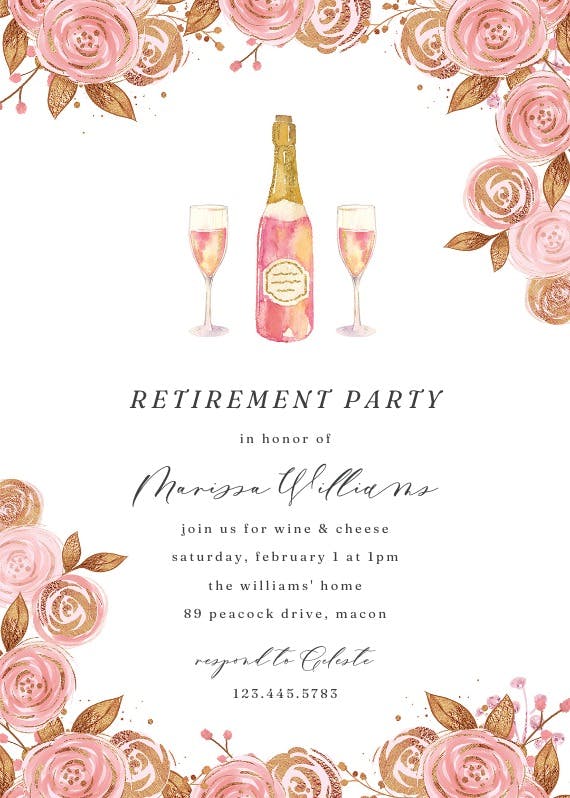 Brunch bubbly - retirement & farewell party invitation