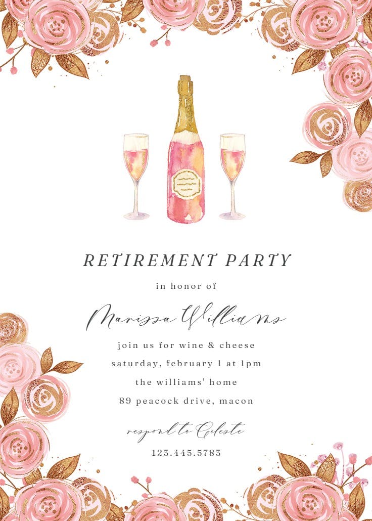 Brunch bubbly - invitación para jubilación