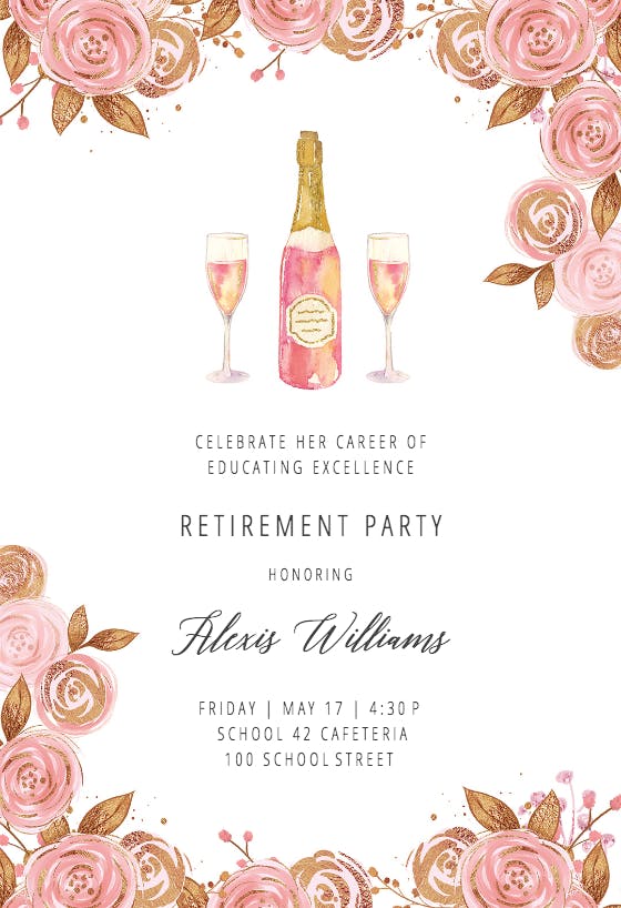 Brunch bubbly - retirement & farewell party invitation