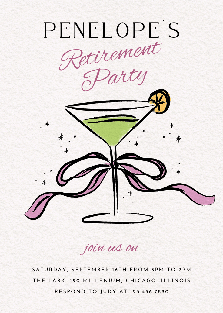 Bubbly worthy - invitación para jubilación