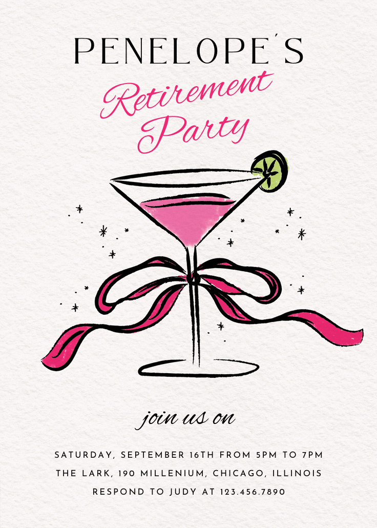 Bubbly worthy - invitación para jubilación