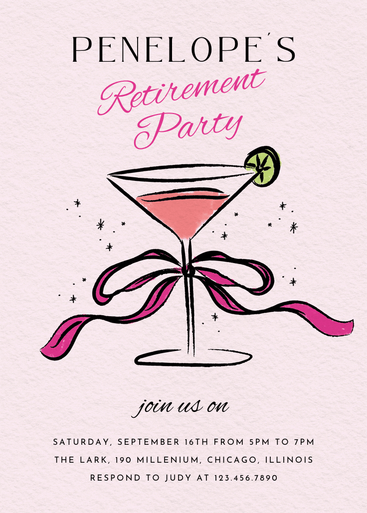 Bubbly worthy - invitación para jubilación