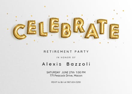 Celebration Balloons - Invitación Para Jubilación
