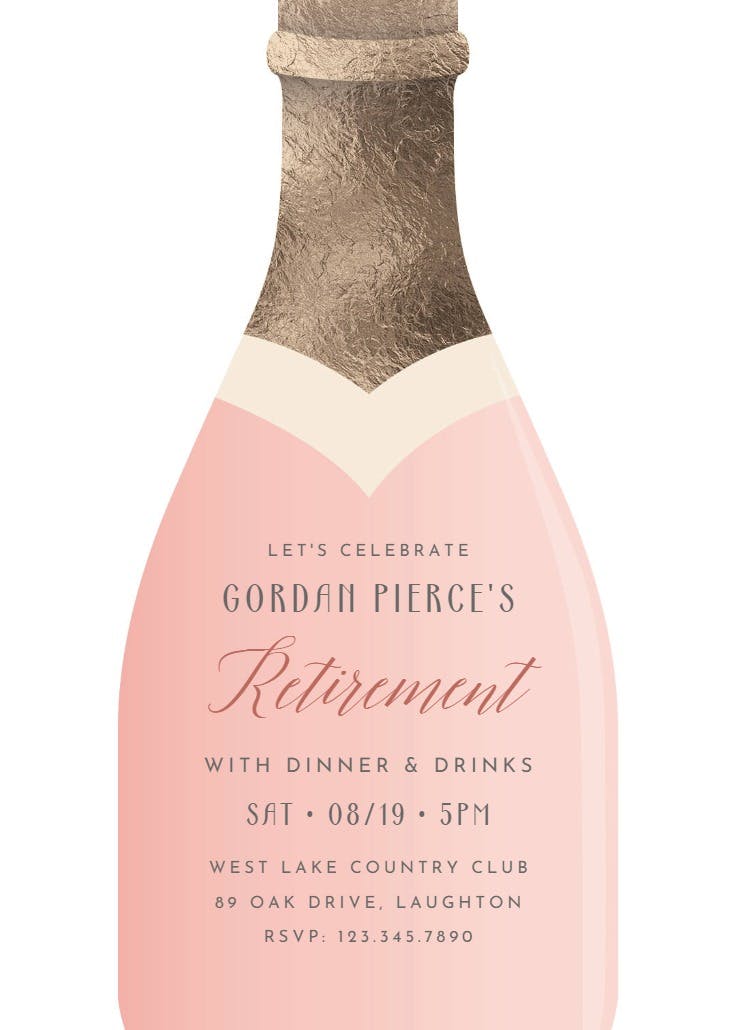 Champagne - retirement & farewell party invitation