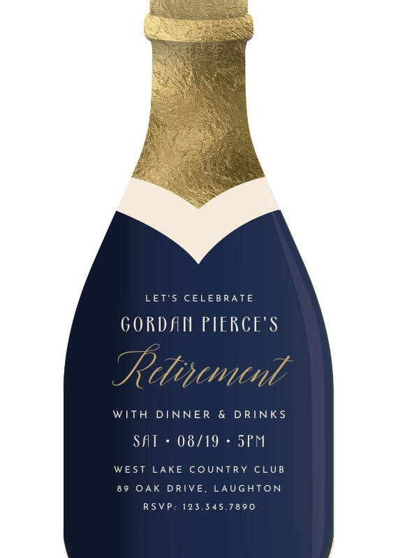 Champagne - invitación para jubilación