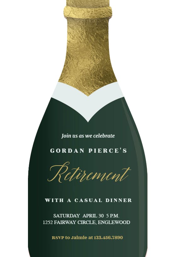 Champagne -  invitación para jubilación