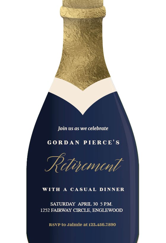 Champagne - retirement & farewell party invitation