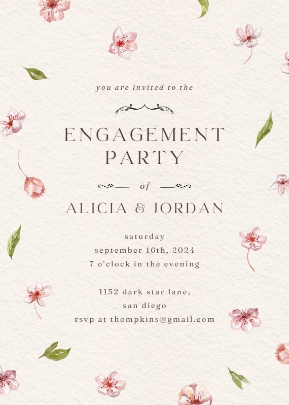 Cherry blossoms - engagement party invitation
