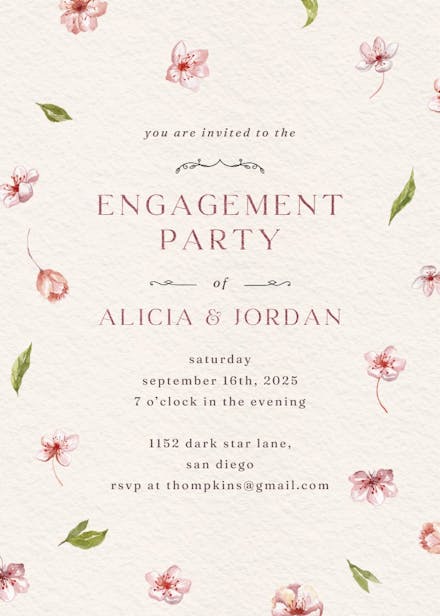 Cherry blossoms - engagement party invitation